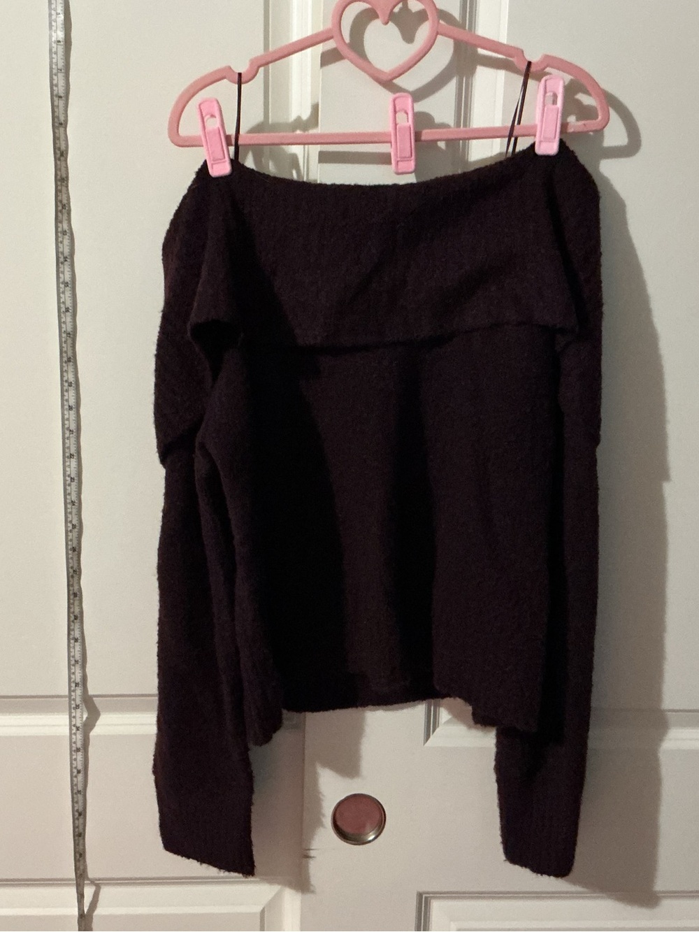 Off-the-Shoulder Knit Sweater in Deep Plum